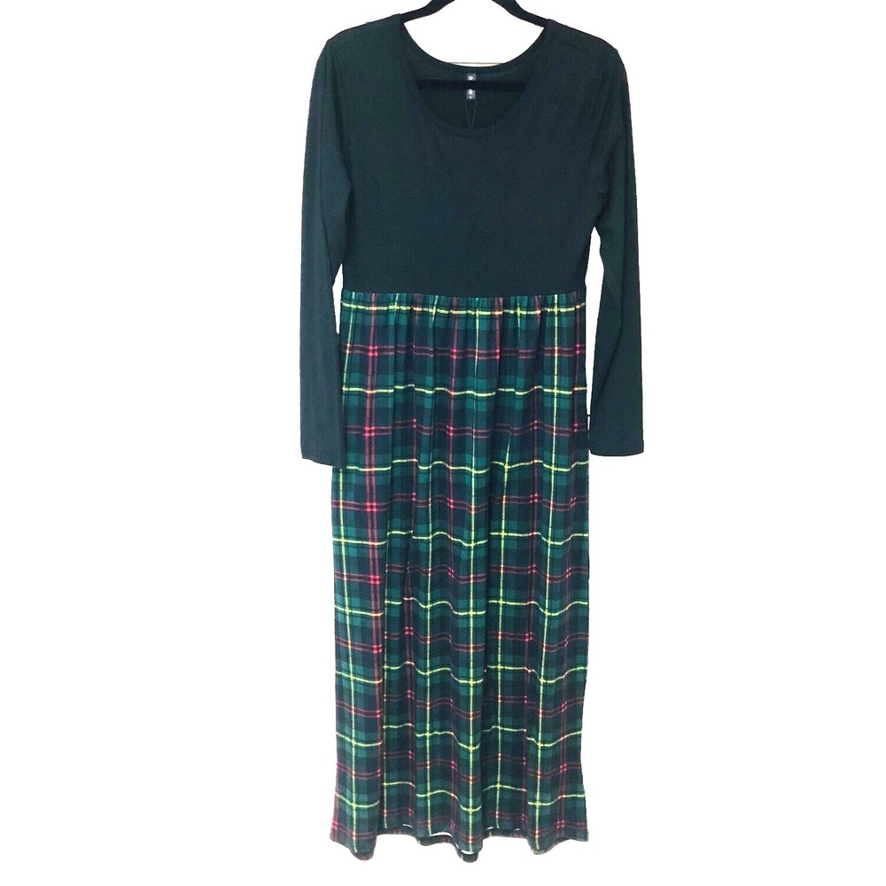 NWT Tartan Plaid Maxi Dress Womens L Party Holiday Christmas DB Moon